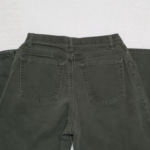 VINTAGE Wrangler Dark Olive Green Denim Jeans High Waisted Tapered Leg Cotton - Picture 8 of 11
